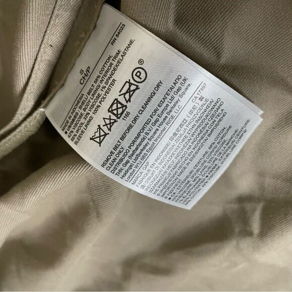 Ladies GAP modern Trench Coat driftwood khaki fleece lined belted jacket S - Picture 9 of 11